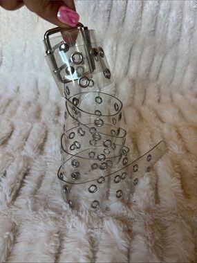 Clear Grommet Belt with Silver Hardware - Women Accessories